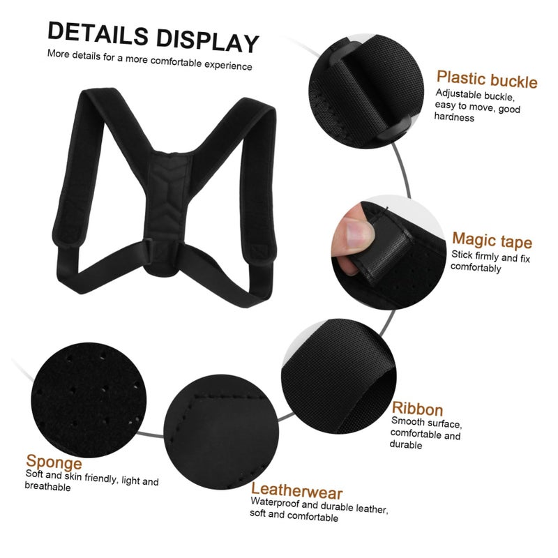 Adjustable Back Posture Corrector For Adults Breathable Humpback Support Belt Black - Image 4