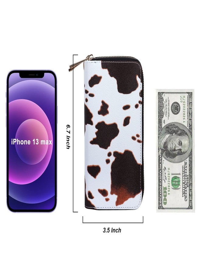 HAWEE Cellphone Wallet for Women Dual Zipper Long Purse with Removable Wristlet, Cow - Image 5