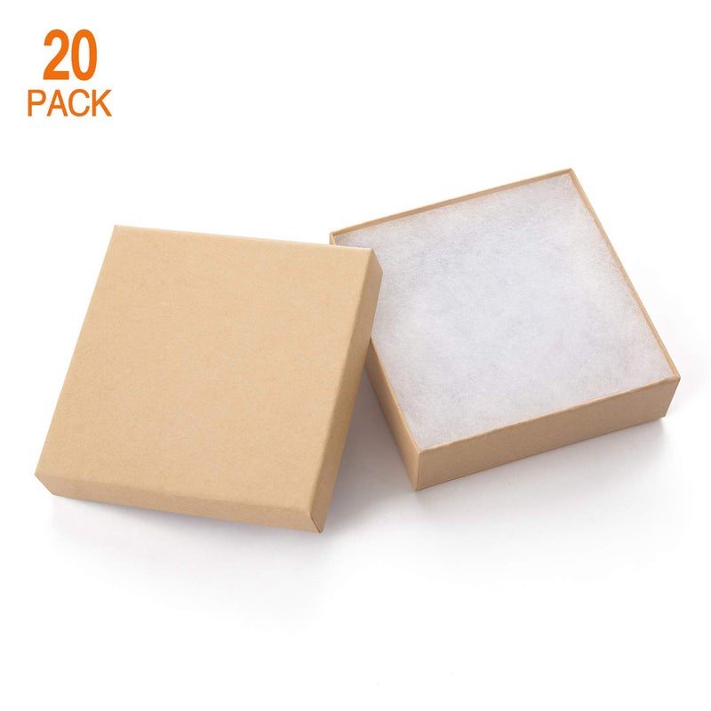 GEFTOL Jewelry Gift Boxes 20 Pack 3.5x3.5x1 Inch Cardboard Jewelry Boxes,Small Gift Boxes for Jewelry Earrings Necklaces Handmade Bangles Bracelets(Brown) - Image 2