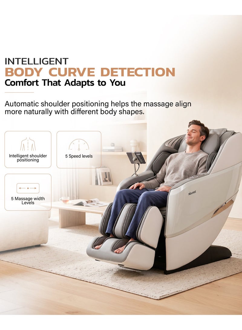 Nourest Eva Full Body 3D Massage Chair with SL-Track, Zero Gravity Recliner, Intelligent Body Scan, 18 Auto Programs, Heat, Foot Rollers, Air Compression, Voice Control & Bluetooth – Dark Grey - Image 5