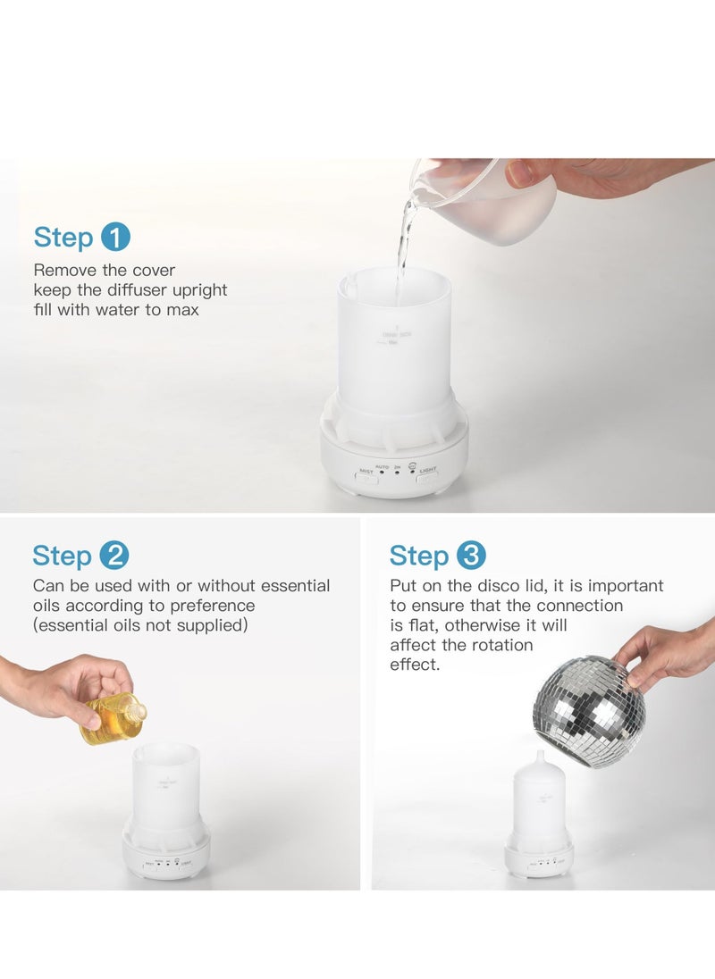 Excefore - Disco Ball Diffuser Rotating, Disco Ball Decor Multi-Purpose Disco Diffuser, Home Aromatherapy Essential Oil Diffuser, with 14 Light Modes, for Disco Party Decoration and Accessories - Image 1