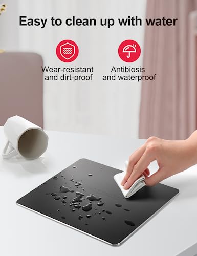 Vaydeer Hard Metal Mouse Pad for Desk Black Metal Aluminum Mouse Pad Mat Smooth Magic Ultra Thin Double Side Mouse Mat Waterproof for Gaming and Office, 9.05X7.08 Inch - Image 4