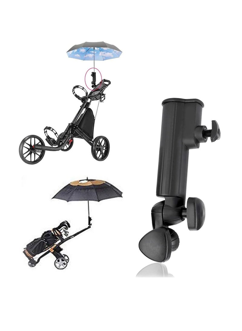 حامل مظلة جولف، قابل للتعديل بزاوية، حامل مظلة جولف لعربات اللعب، ملحق حامل مظلة أسود مقاوم للسقوط لحامل عربات الجولف الدفع. - Image 1