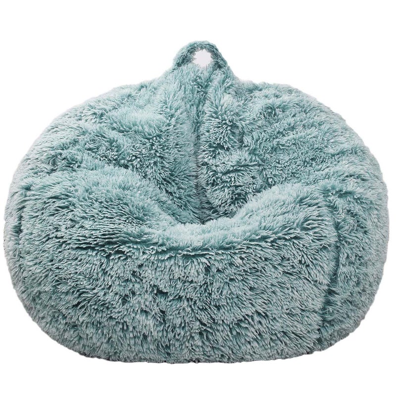 Kisoy Fluffy Stuffed Animal Storage Bean Bag Chair Cover (No Filler), Faux Fur Comfy Bean Bag Cover for Organizing Plush Toys or Textile, for Adults Teens Kids Girls,Dark Green - Image 2