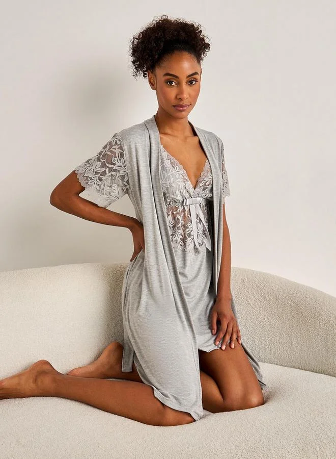 سبلاش فيڤ Slip Dress Sleeveless with Robe and Thongs