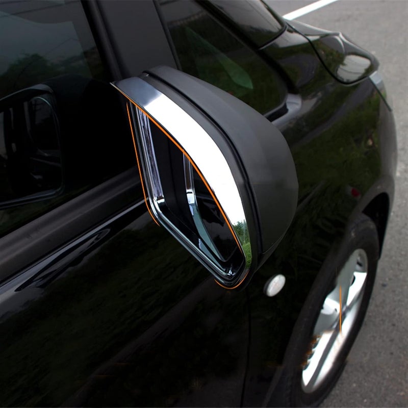 QASULER 2PCS ABS Chromed Rearview Mirror Eyebrow Cover - Image 3