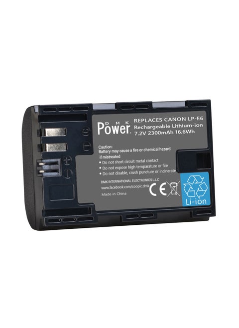 DMK POWER LP-E6 LP-E6N 2300mAh Camera Battery Compatible with Canon EOS 5D Mark II Mark III Mark IV 5DS 5DS R 6D 60D 60Da 6D Mark II 7D 7D Mark II 70D 80D R XC10 XC16