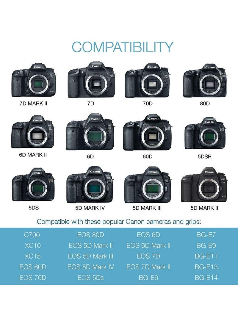 DMK Power - DMK POWER LP-E6 LP-E6N 2300mAh Camera Battery Compatible with Canon EOS 5D Mark II Mark III Mark IV 5DS 5DS R 6D 60D 60Da 6D Mark II 7D 7D Mark II 70D 80D R XC10 XC16 - Image 1