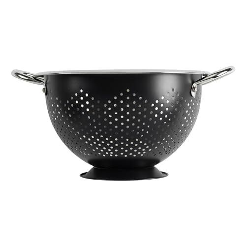 GoodCook Colander Premium Stainless Steel Construction with Handles and Elevated Pedestal Foot 5Quart Black - Image 1