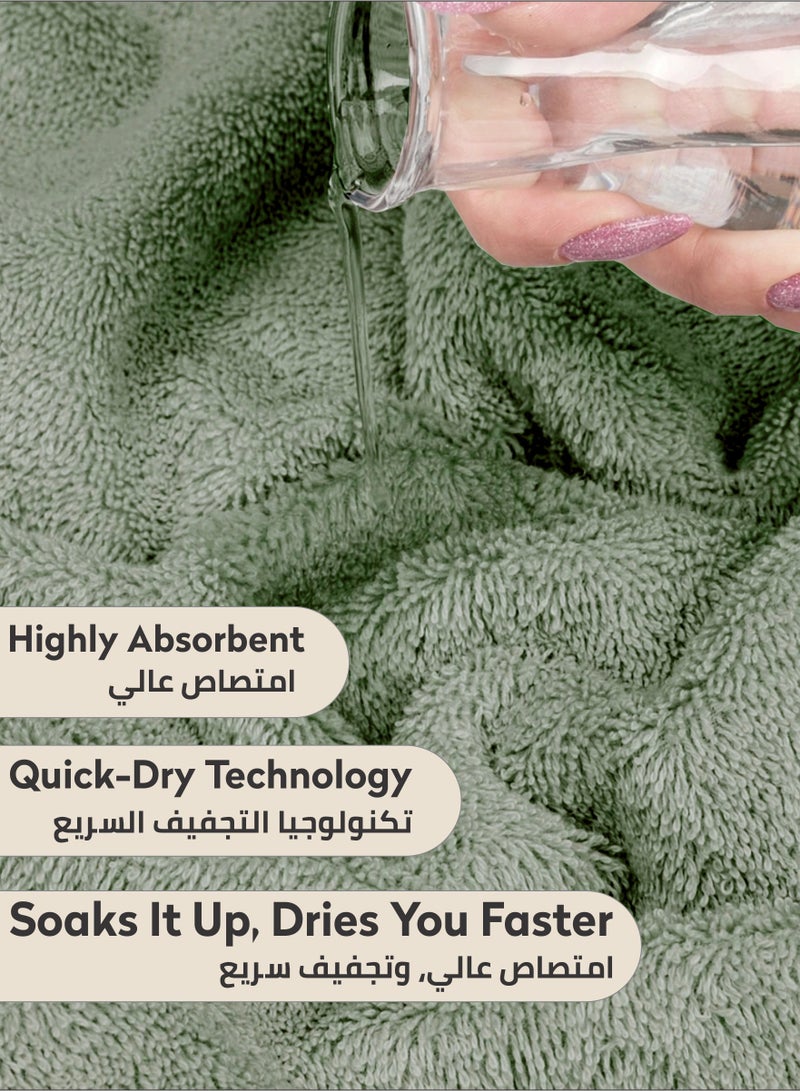 دوناتيلا قسط 100 ٪ بتمشيط القطن 2-قطع حمام ورقة مجموعة (85 س 172 سم) 600 غسم منشفة كبيرة ، ماصة للغاية ، سريعة الجافة ، أفضل منشفة للحمام ، سبا وفندق ، الزيتون الأخضر - Image 4