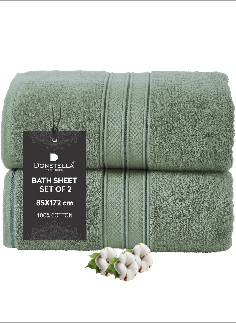 دوناتيلا قسط 100 ٪ بتمشيط القطن 2-قطع حمام ورقة مجموعة (85 س 172 سم) 600 غسم منشفة كبيرة ، ماصة للغاية ، سريعة الجافة ، أفضل منشفة للحمام ، سبا وفندق ، الزيتون الأخضر - Image 1