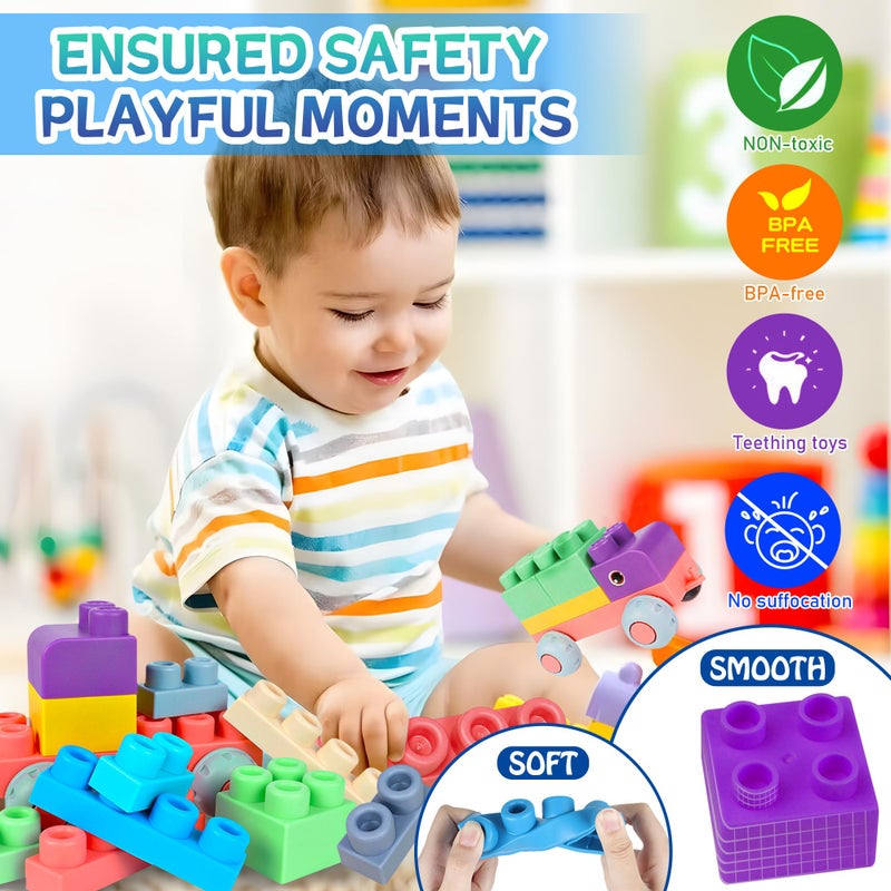 ROHSCE Soft Building Blocks for Toddlers, Large Building Blocks Stacking Blocks for Babies 6 Months and Up Stem Toddler Gifts, Teething Toys, 40 PCS - Image 3