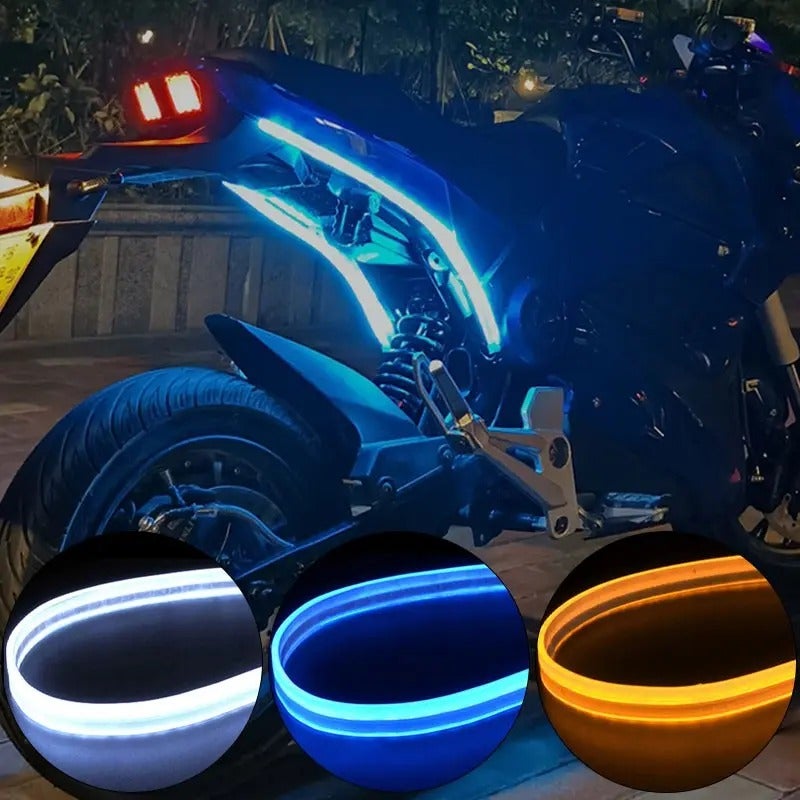 "Guangzhou Juyinda Trading Co., Ltd." LED Scan Light Strip, Flowing Turn Signal, Motorcycle Guide Light, Auto Decorative Light, Flexible Band, Blue, 23.62 Inch, High-Quality Wiring - Image 1