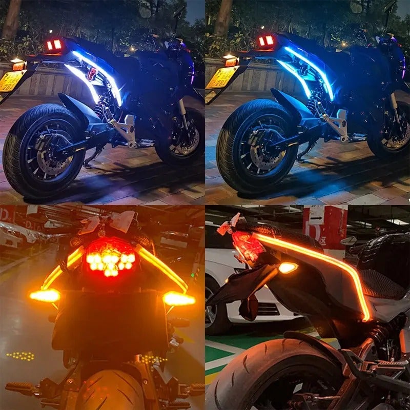 "Guangzhou Juyinda Trading Co., Ltd." LED Scan Light Strip, Flowing Turn Signal, Motorcycle Guide Light, Auto Decorative Light, Flexible Band, Blue, 23.62 Inch, High-Quality Wiring - Image 3