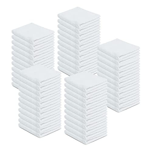 ZUPERIA 100 Cotton Terry Towels Cleaning Cloths Pack of 50 12 x 12 Multipurpose Highly Absorbent Reusable Cotton Rags White Bar Towels  Cleaning Rags for Everyday Usage White