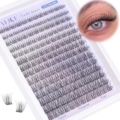 Alice Natural Lash Clusters Wispy Cluster Eyelash Extensions 168pcs Individual Lashes 8-16mm C-Curly DIY Lash Extension Natural Look Soft Thin Band Cluster Lashes by ALICE - Image 1