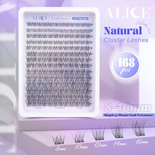 Alice Natural Lash Clusters Wispy Cluster Eyelash Extensions 168pcs Individual Lashes 8-16mm C-Curly DIY Lash Extension Natural Look Soft Thin Band Cluster Lashes by ALICE - Image 2