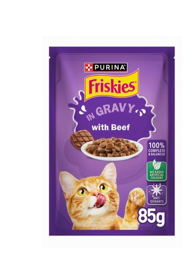 فريسكس - Purina Friskies Wet Cat Food with Beef in Gravy 85G - Image 1