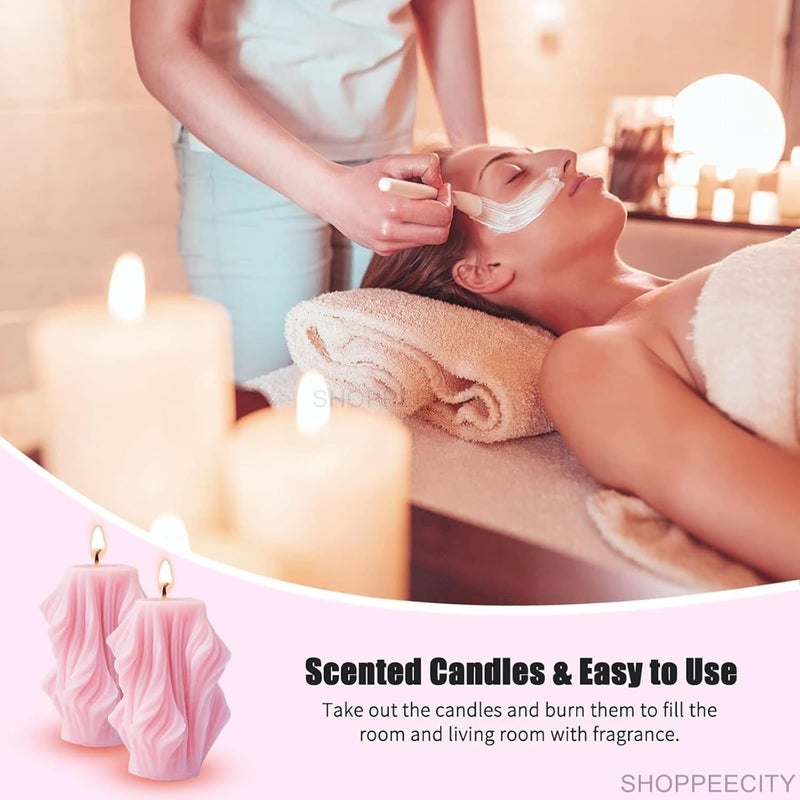 Shoppeecity Carved Wavy Candle Mould for Candle Making I 3D Rotating Spiral Twisted Striped Geometric Body Shape Irregular Silicone Mould I for DIY Handmade Ornament Chocolate Cake Aromatherapy Soap Resin Art Craft Medium - Image 5