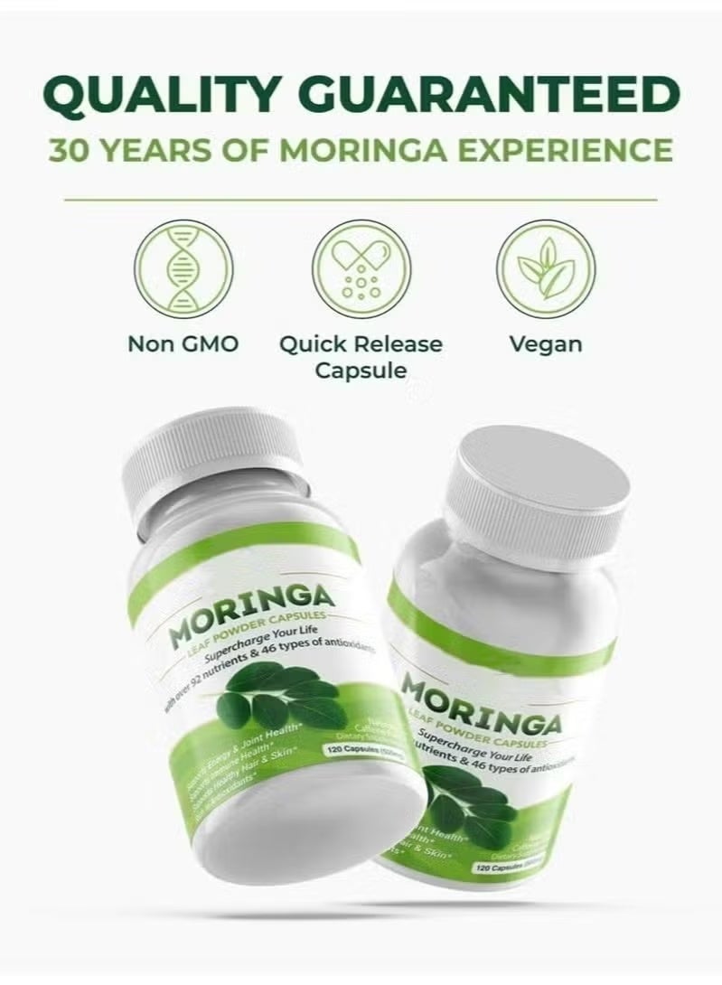 Moringa Leaf Powder, 120 Capsules - Image 4