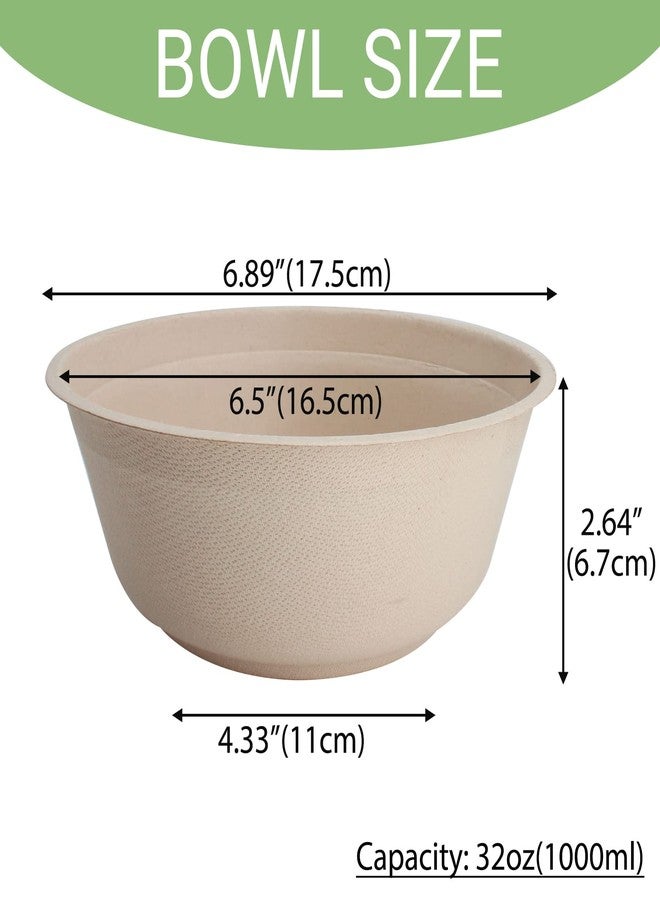 Belinlen 50 Pack 32oz Disposable Bowls Paper Bowls Large Compostable Bowls Made of Sugarcane for Salad, Dessert - Image 2