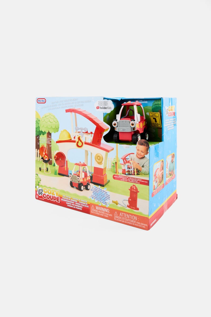 Toys For Less Lets Go Cozy Coupe Fire Station Playset with Fire Truck Mini Push and Play Vehicle - Image 3