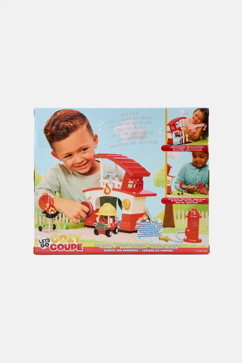 Toys For Less Lets Go Cozy Coupe Fire Station Playset with Fire Truck Mini Push and Play Vehicle - Image 2