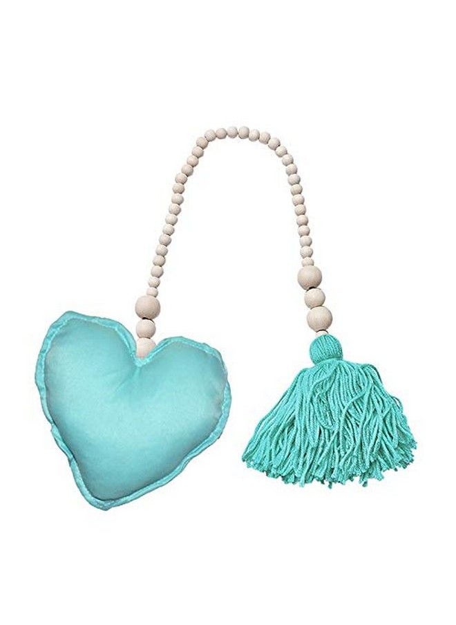 Baby Bucket - Nordic Wooden Beads Ornament Double Star Moon Kids Room Decoration Baby Crib Tent Hanging Pendant Wall Decor Photography Props [Blueheart] - Image 1