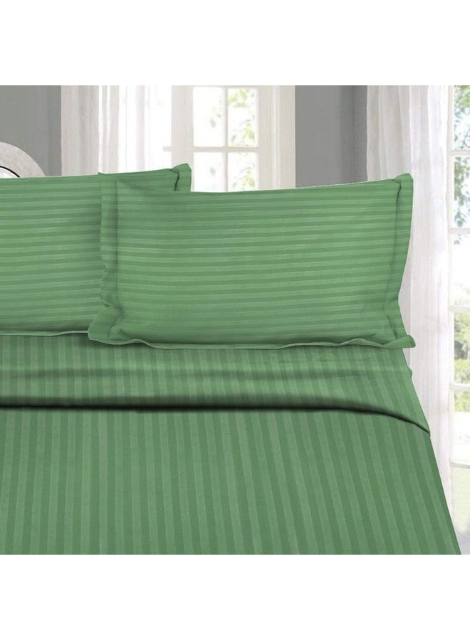 Naksh Queen Size Bedsheet Cotton 210 Tc Stripes, Moss Green | 1 Cotton Bedsheets for Queen Size Bed (88 x 100 Inch) and 2 Pillow Covers - Image 5