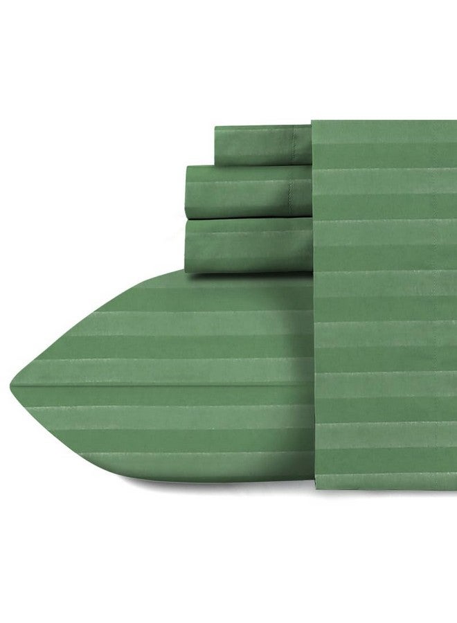 Naksh Queen Size Bedsheet Cotton 210 Tc Stripes, Moss Green | 1 Cotton Bedsheets for Queen Size Bed (88 x 100 Inch) and 2 Pillow Covers - Image 4