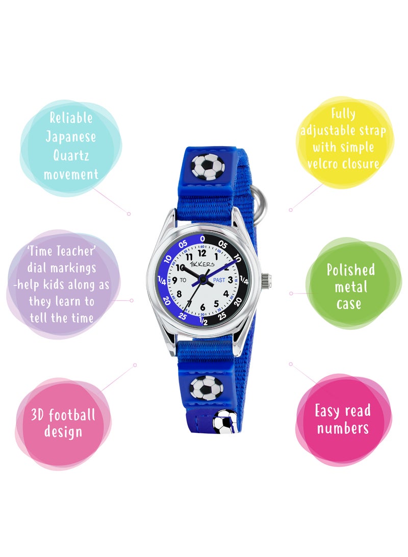 تيكرز طقم ساعة ومحفظة يد ومحفظة تايكرز للأطفال بلو فوتبول تايم معلم كرة القدم - Image 2