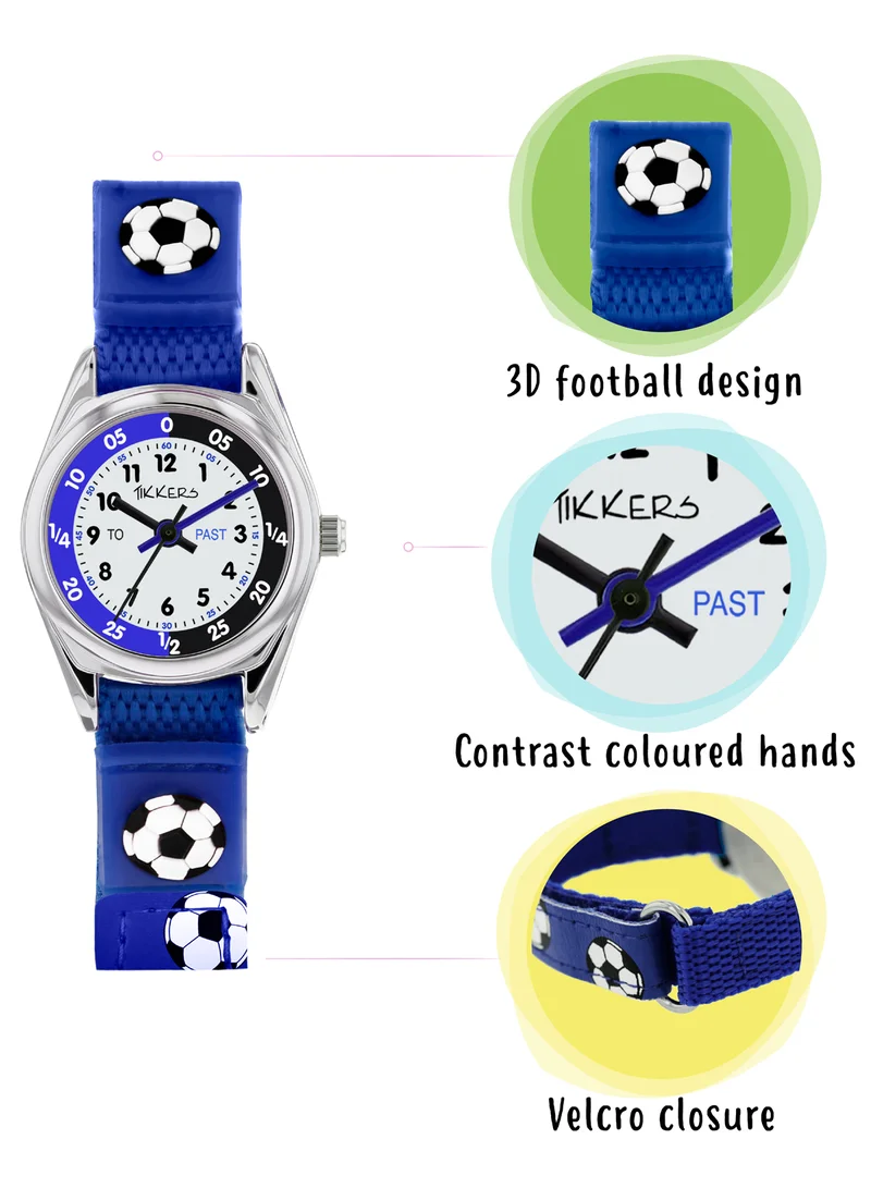 Tikkers Tikkers Kids Blue Football Time Teacher Watch and Wallet Set - ATK1090