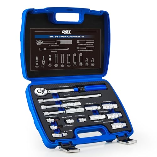Orion Motor Tech 14pc Spark Plug Socket Set, 3/8 Inch Drive Magnetic Swivel Spark Plug Socket Set with Torque Wrench, Torque Bits, Universal Joint and Extension Bar, 5-45 ft.lb Spark Plug Removal Tool - Image 1