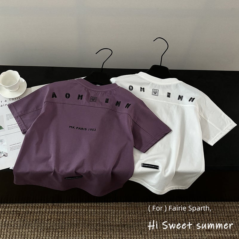 2025 Cool Solona Kidsren'S Cotton T Korean Style Casual T-Shirt Short-Sleeved Men'S And Women'S Big Kidsren'S T-Shirt - Image 4