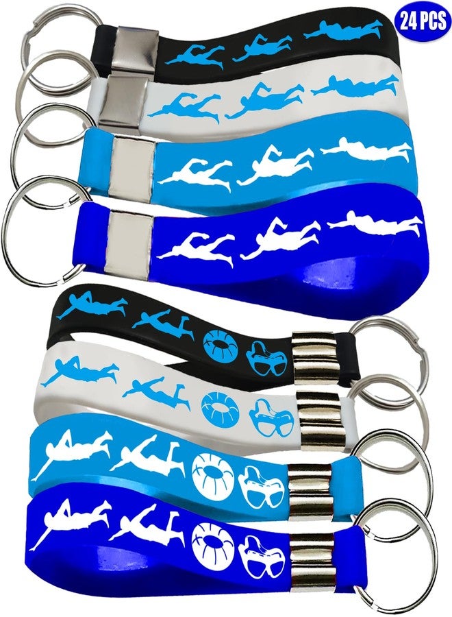 PIBIPAID 24PCS Swimming Silicone Keychains Party Favors Music Rubber Keyrings -Swimming Action Party Favors Sport Birthday Baby Shower Party - Image 4