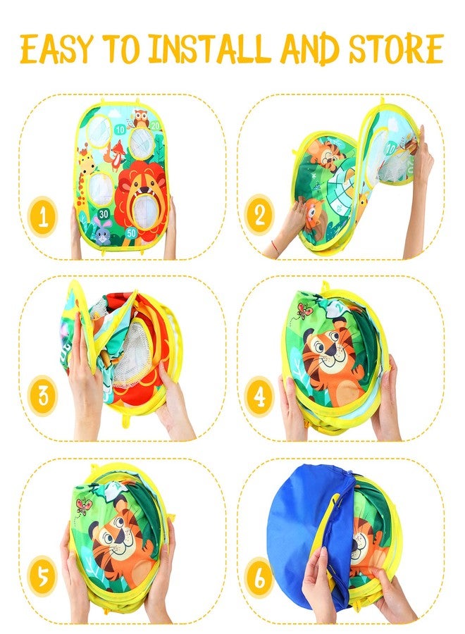 Yunsailing 63 Pcs Carnival Outdoor Games Set for Kids Include Animal Bean Bag Toss Plastic Cones Bean Bags Ring Toss Egg and Spoon Race, Field Yard Lawn Outdoor Game, Gift for Birthday Party - Image 4