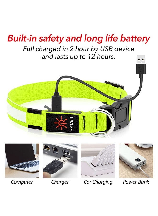 BSEEN Light Up Dog Collars - Rechargeable Led Dog Collar, Adjustable Reflective Pet Collar, High Visibility Dog Lights For Dog Walking (Neon Green, Medium) - Image 4
