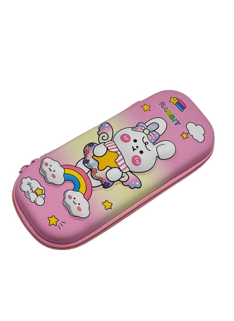 QSHOP ® Cartoon Pencil Case - Hard and Durable Cute Cartoon Pencil Case with Inner Mesh Pocket Perfect Organization for Pens and School Supplies  - Image 1