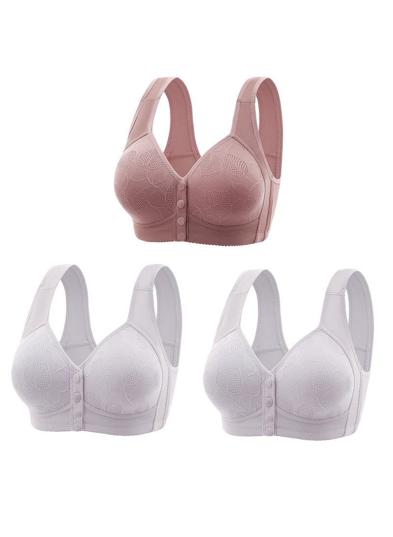 Large Size 3-piece Set Of C-Cup Women's Bras Without Underwire - Image 1