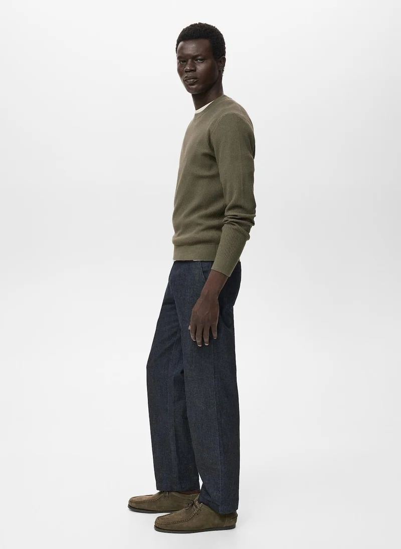 Mango Man Fine rib-knit cotton sweater