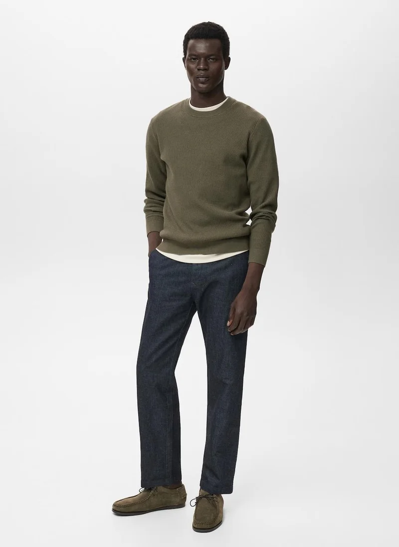 Mango Man Fine rib-knit cotton sweater