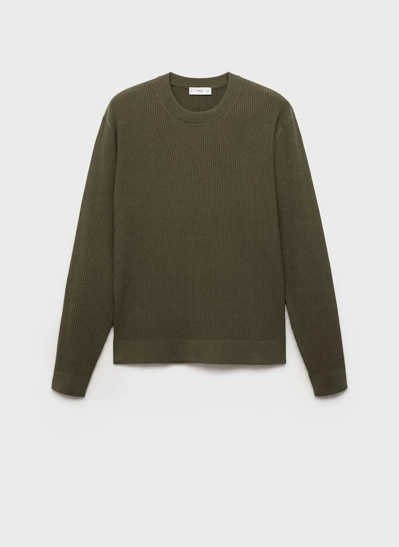 Mango Man Fine rib-knit cotton sweater