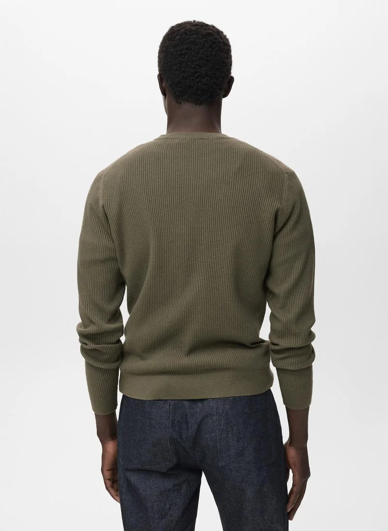 مانجو مان كنزة قطنية مضلعة فاخرة