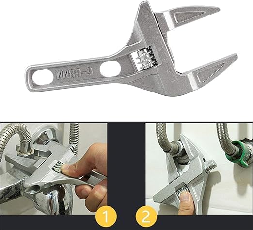 Apurk Adjustable Wrench Short Shank 668mm Adjustable Wrench Bathroom Spanner Wide Jaw Ultrathin Wrench Fit for Bathroom Kitchen Sink Washbasin Tube Nutpack of 1 Multicolor - Image 2