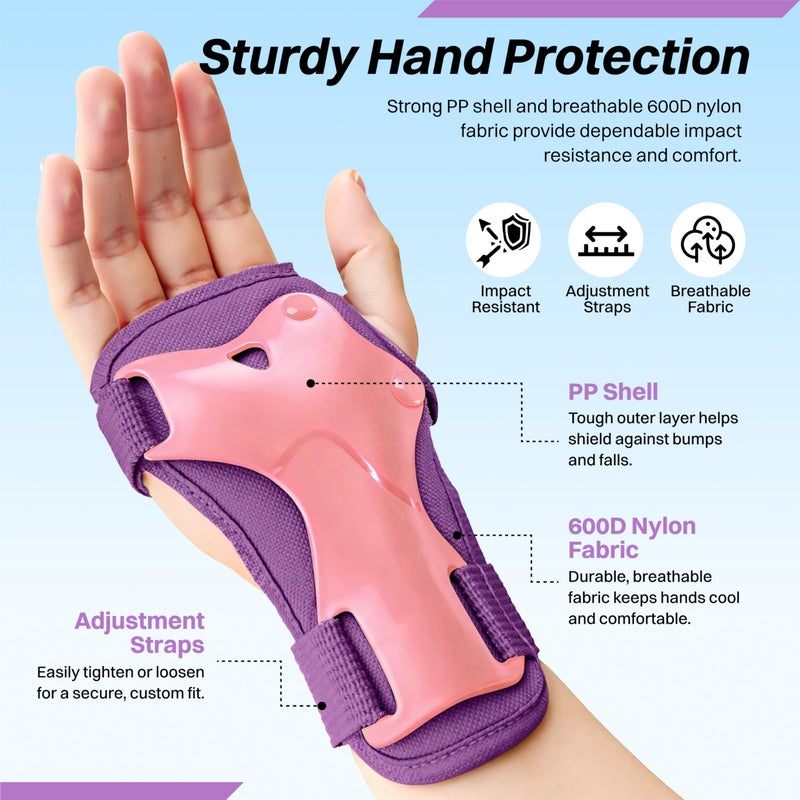 ZIFFY Knee Pads for Kids 5-8, Elbow and Knee Pads with Wrist Guard, Protective Gear Set for Boys Girls Skateboard Roller Skating Cycling Bike Scooter, S, Purple by Jova - Image 4