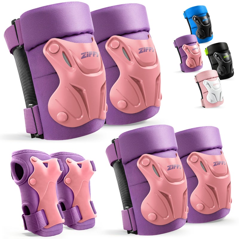 ZIFFY Knee Pads for Kids 5-8, Elbow and Knee Pads with Wrist Guard, Protective Gear Set for Boys Girls Skateboard Roller Skating Cycling Bike Scooter, S, Purple by Jova - Image 1