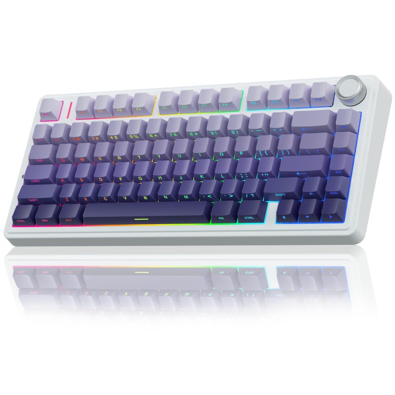 AULA F75 Pro Wireless Mechanical Keyboard75 Hot Swappable Custom KeyboardRGB BacklitPrelubed Linear SwitchesSide Printed PBT Keycaps Mechanical Gaming KeyboardsGradient Purple - Image 2