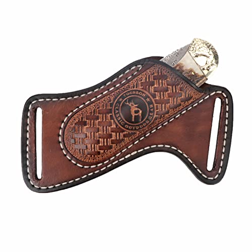 TOURBON Tourbn Leather Knife Sheath for Belt Pocket Folding Knife Holder Compact Draw Knifes Carrier EDC Tools Holster - Image 1