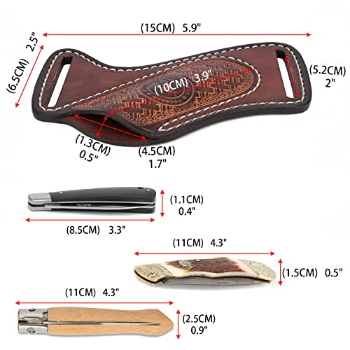 TOURBON Tourbn Leather Knife Sheath for Belt Pocket Folding Knife Holder Compact Draw Knifes Carrier EDC Tools Holster - Image 5