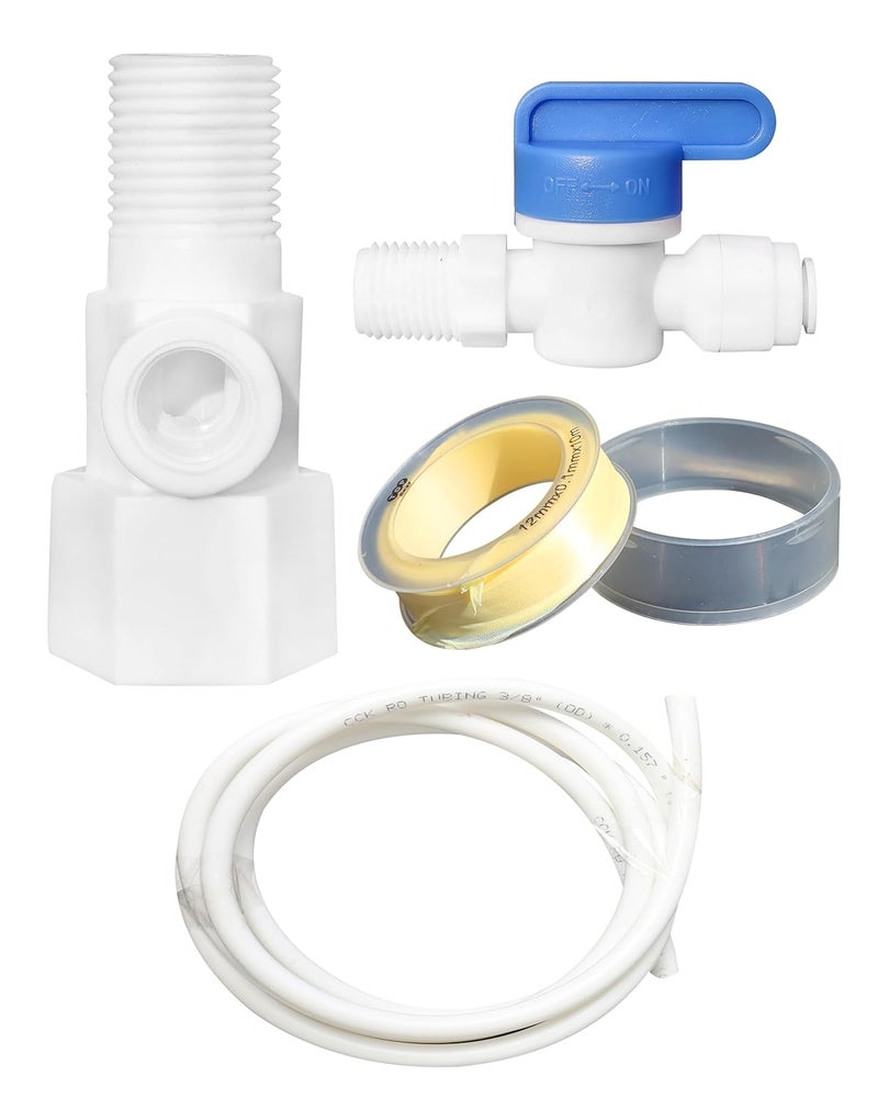 IONIX 1/4" Plastic Inlet Valve Connector with Push Fit Connection | Includes Teflon Tape & 1/4" Pipe | RO/UV/Water Filter Purifier Compatible | Durable & Easy Installation - Image 1